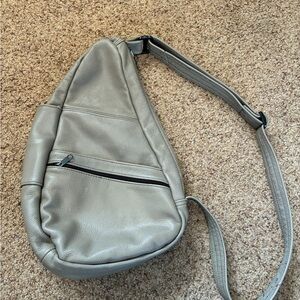 Elegant Gray Leather Belt Bag